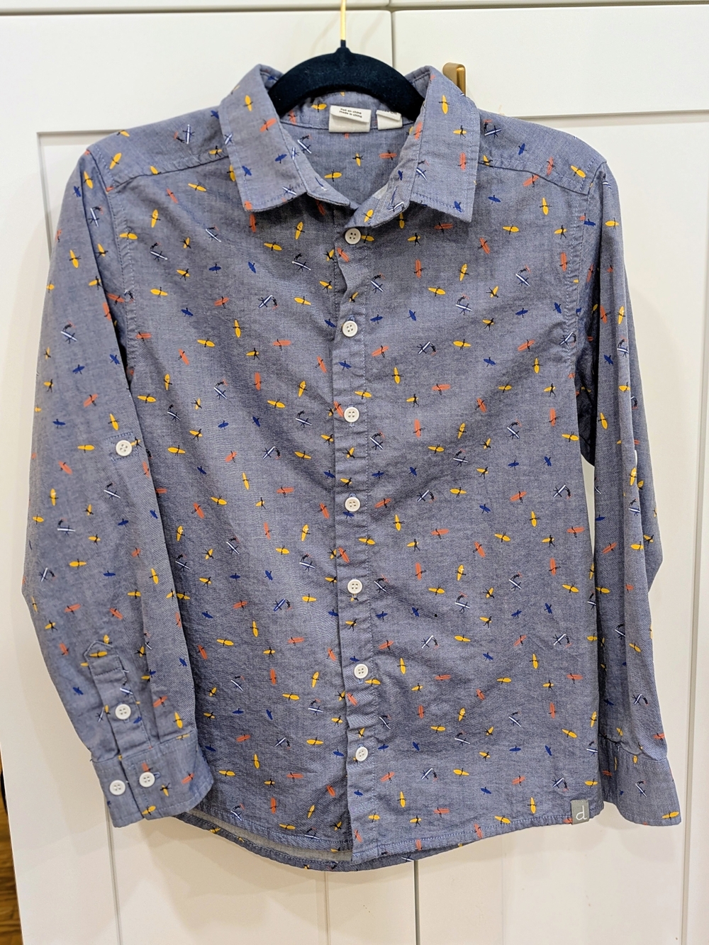 Deux Par Deux Boys' Blue Printed Button-Up Shirt
